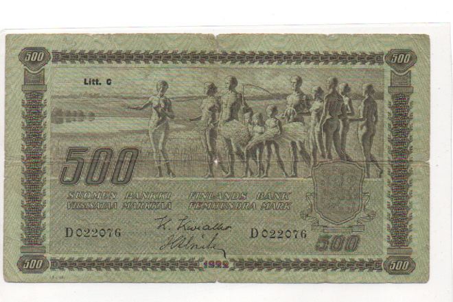 500 mk 1922 LItt C    D 022076  Vaasan painos