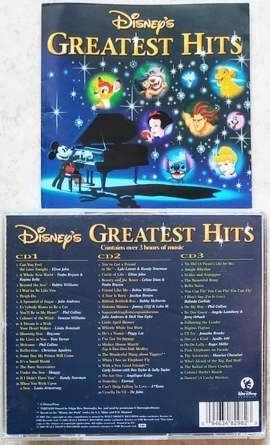 DISNEY’S GREATEST HITS – 3-CD box EU 2005 - 60 kappaletta