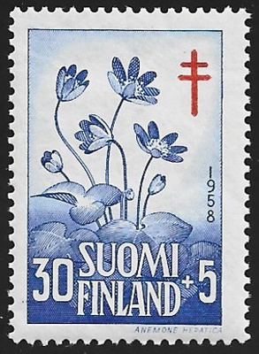 1958 TUB merkki Sinivuokko 30 + 5 mk ** LaPe 495