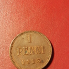 *Suomi *  1 penniä  *1913  *   Copper/Kupari *1+/EF - pikkukuva 1