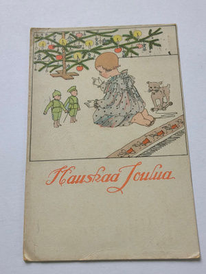 Hauskaa Joulua, vanha kulkenut Joulukortti