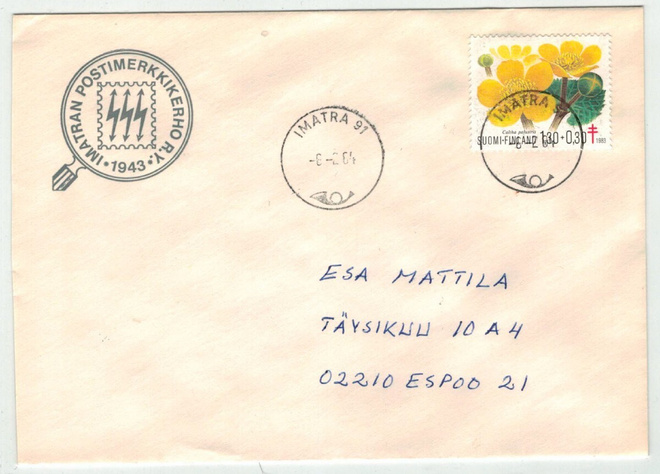 1983 tub 1,30 mk loistoleimainen kirje