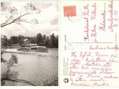 Vanha kortti, sisävesialus, M/S Roine