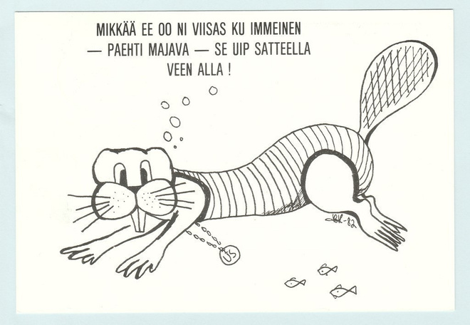 Postikortti: Viisas majava -piirroskortti