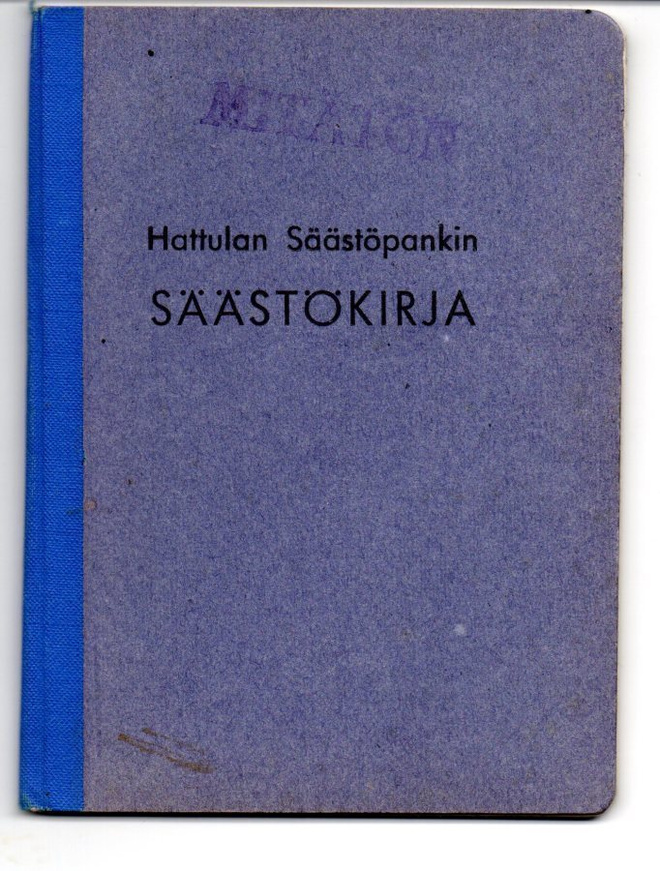 Hattulan Säästöpankin Säästökirja