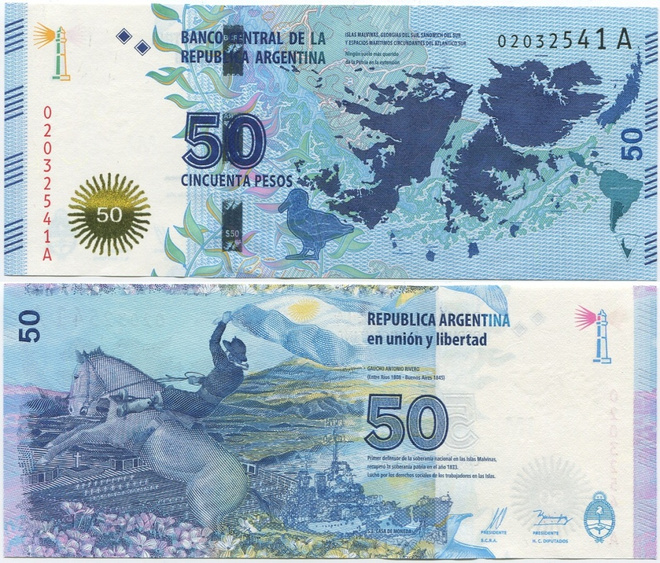Argentiina 50 Pesos 2015 UNC (P-362) Malvinas