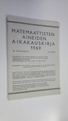 Matemaattisten aineiden aikakauskirja 1969 4. vihko