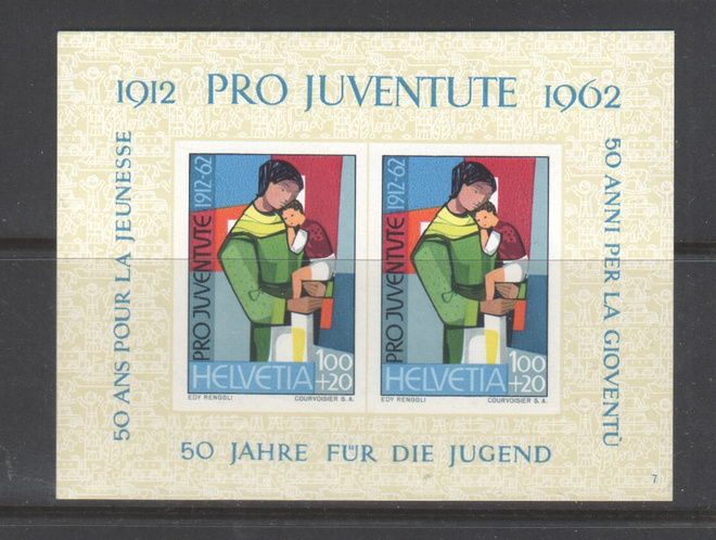 Sveitsi 1962 Pro juventute blokki postituoreena.