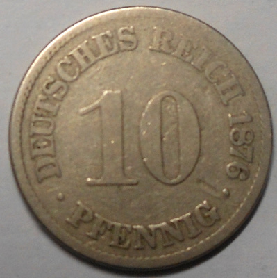 Saksa. 10 pfennig 1876A.