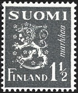 1940 M-30 Leijona 1½ mk harmaa  ** Lape 228 b LP Lm2