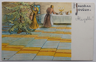 Joulukortti, piirt. Kaapo Virtanen 1910-lukua