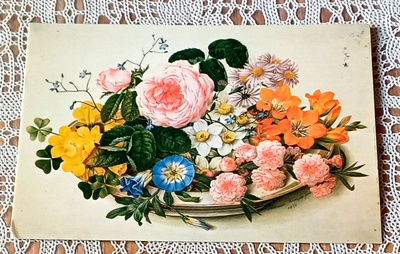 Johann Knapp Flowers in a bowl v. 1993 postitettu kortti