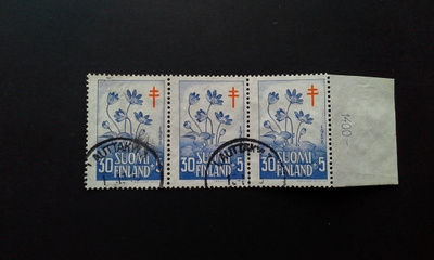 30+5mk TUB 1958 3-rivilö Lauttakylä leimoilla, Lape 495