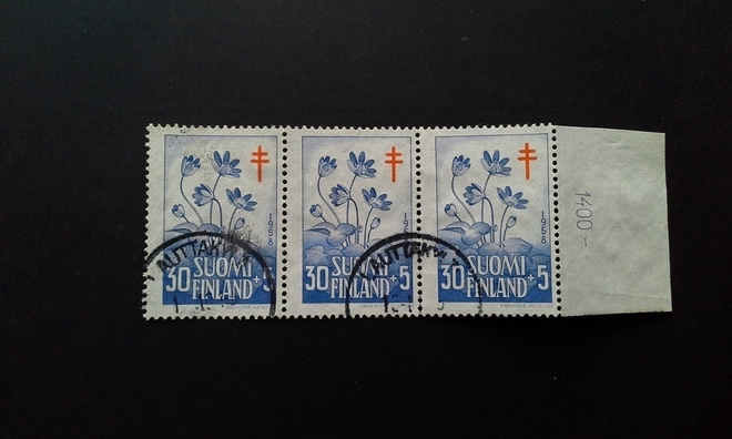 30+5mk TUB 1958 3-rivilö Lauttakylä leimoilla, Lape 495