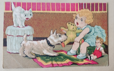 Koira, kissa, lapsi leluineen, p. 1939