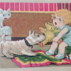 Koira, kissa, lapsi leluineen, p. 1939 - pikkukuva 1