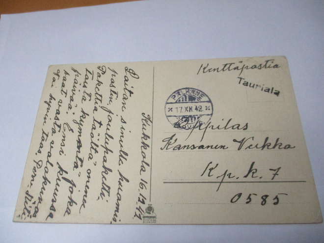 1942 Tauriala rivil + Pälkäne kortti