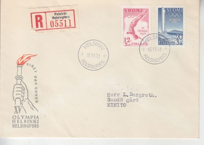 FDC 1951 Olympia