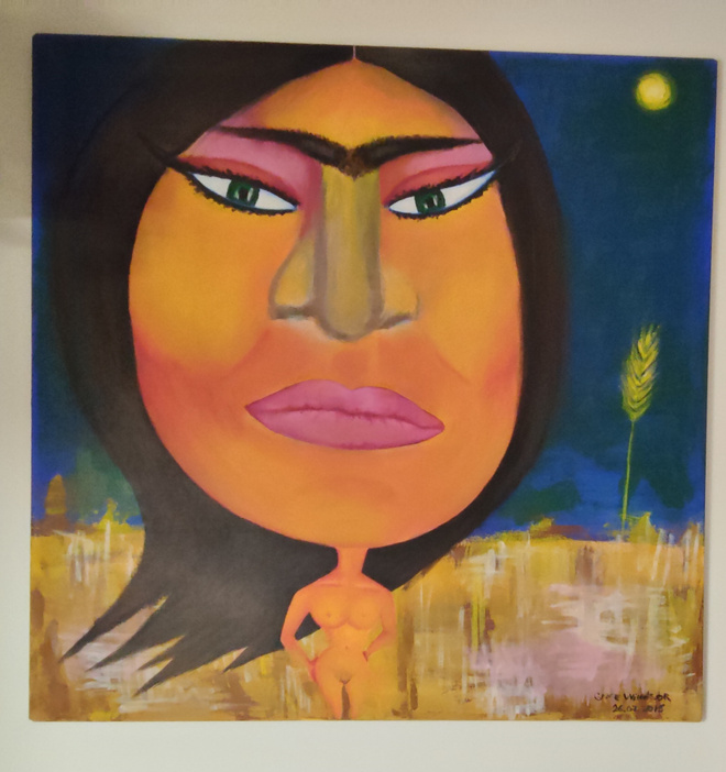 Suuri moderni maalaus 98,5x98,5 cm (Grace Windsor, 2015)