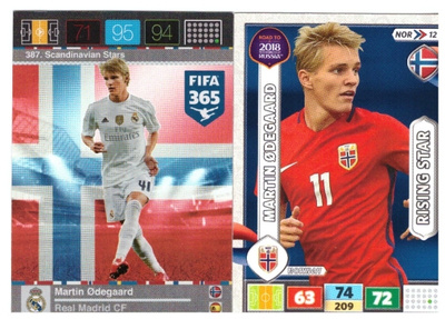 2 x MARTIN ÖREGAARD Norja, Real Madrid, Jalkapallo
