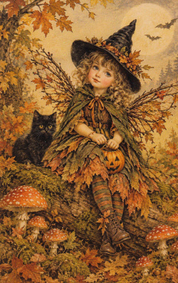 Halloween tytöllä syyskeijun asu