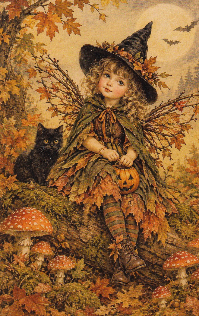 Halloween tytöllä syyskeijun asu