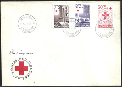 FDC 1951 Punainen risti LaPe 392-394