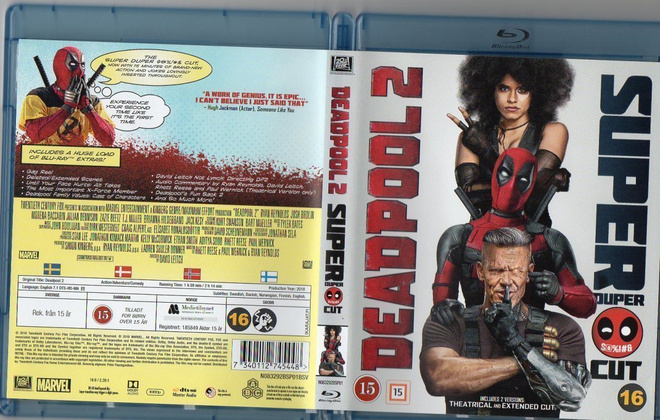 Deadpool 2	(51 654)	k	-FI-	nordic,	BLU-RAY	(2)	super duper c