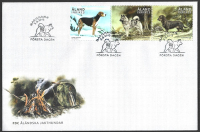 FDC Åland 2015  ÅV 26  Ahv. metsästyskoiria  LaPe ÅL 401-403