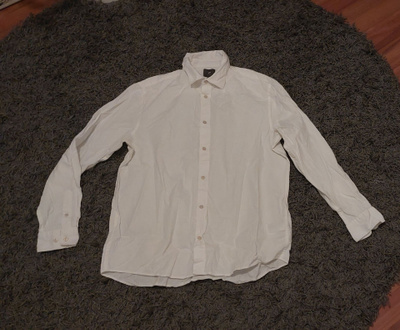 Valkoinen puuvilla-pellavapaita miesten koko L H&M