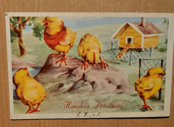pikkutipuja kopin edustalla,  kulkenut 1957