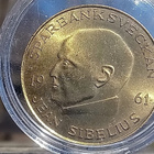 Jean Sibelius 1961. Ruotsinkielinen kolikko. Kullanvärinen. - pikkukuva 1