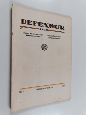Defensor legis No 2/1922 : Suomen asianajajaliiton äänenk...