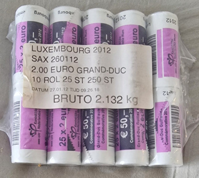 Luxemburg 2012 2€ juhlaraha vakuumi, eli 10 rullaa