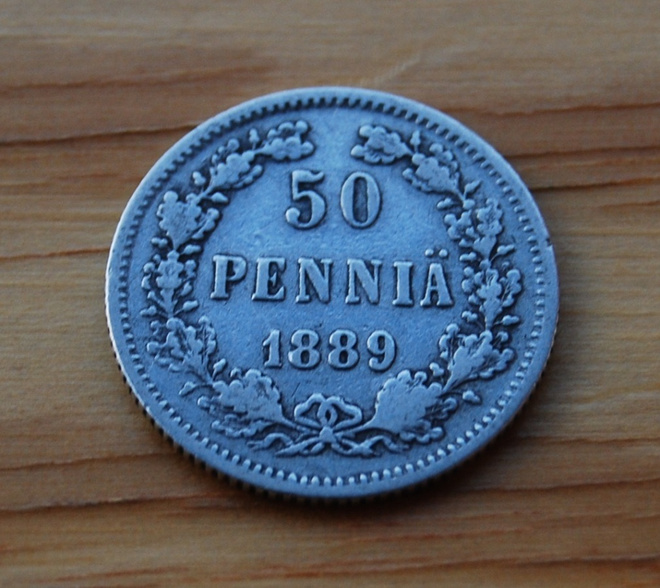 Suomi, 50 penniä 1889, Hopeaa, Aleksanteri III