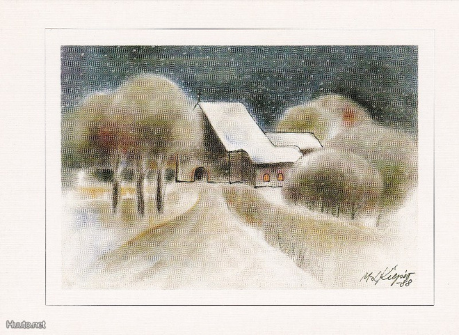 M-L Kilpiö Vanha kirkko ja lumisia puita tk