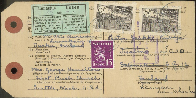 1942 50mk Tampere ym tullausmaksu ja lunastus