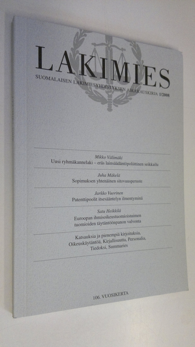 Lakimies 1/2008 : Suomalaisen lakimiesyhdistyksen aikakau...