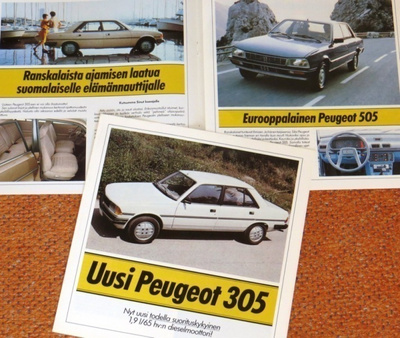1982 Peugeot 305 / 505 esite - suom -  KUIN UUSI