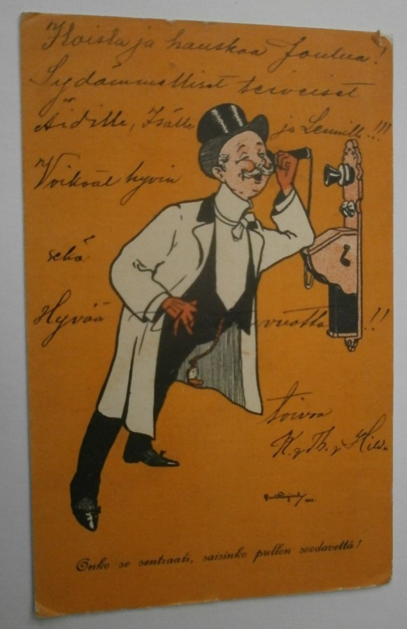 Carl Rögind: Juomatilaus telehvoonilla, p. 1903