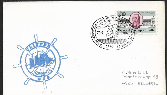 Postiläh. - BRD Berlin - Bremerhaven 1986 + laival. Albatros