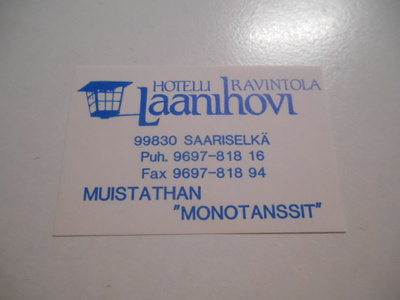TT Etiketti Hotelli Laanihovi Saariselkä