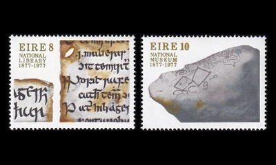 Irlanti 356-7 ** Kansalliskirjasto ja -museo 100v (1977)