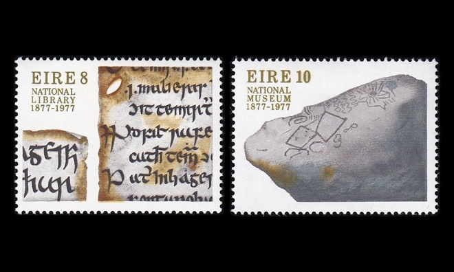 Irlanti 356-7 ** Kansalliskirjasto ja -museo 100v (1977)