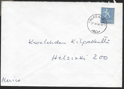 Postilähetys - Yl.m. 0,35 (LAPE 613) Valkeakoski 27.10.64