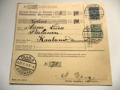1914 Ollila postiosoitus Kaalamoon