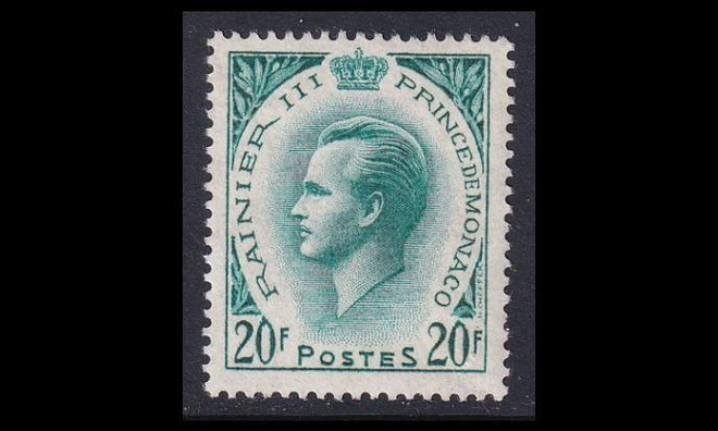 Monaco 583 ** Käyttösarja Rainier III 20 Fr (1957)