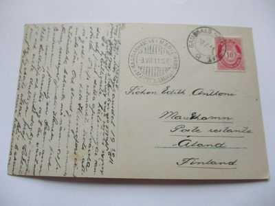 1911 Norja kortti os Maarianhamina poste restante
