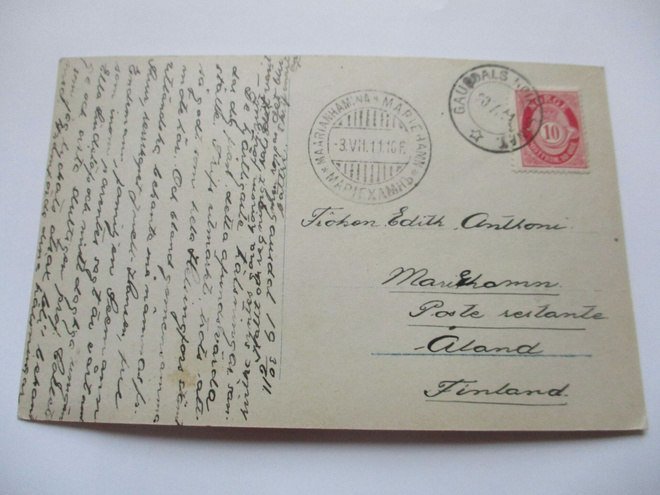1911 Norja kortti os Maarianhamina poste restante