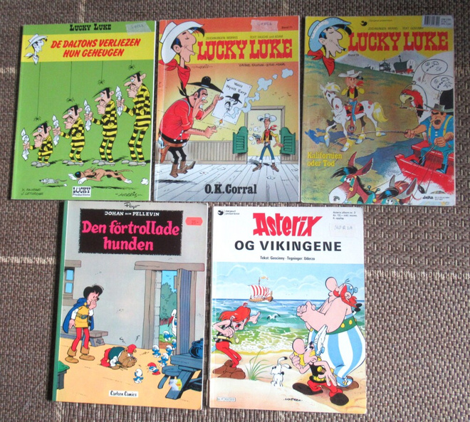 Lucky Luke ym. albumeja ulkomaisilla teksteillä 5 kpl:n kasa